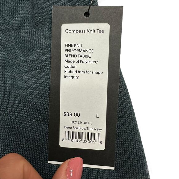 RHONE Navy Blue Compass Knit Tee Deep Sea Blue Men's Size Large NWT Career Basic - Picture 5 of 10